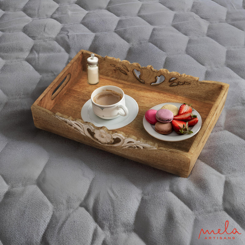 Solid Wood Tray, Brown/White, 12" x 16"