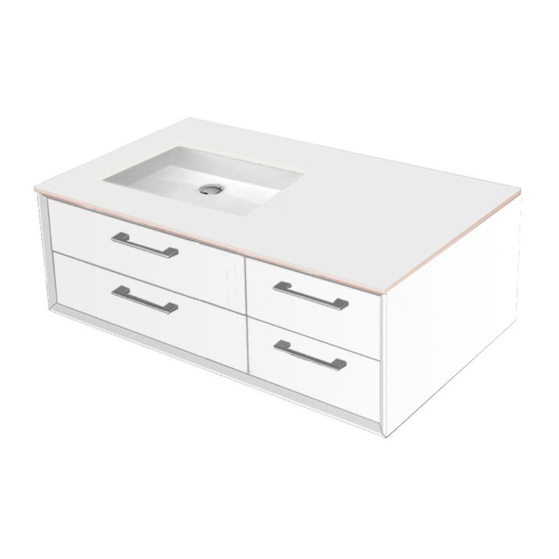 Gemelli 36'' W Vanity Top, Polished White