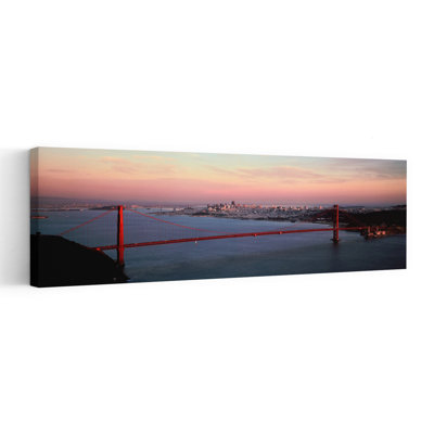 Suspension Bridge Across A Bay, Golden Gate Bridge, San Francisco Bay, San Francisco, California, Usa Abstract Contemporary Architecture City Wall Art