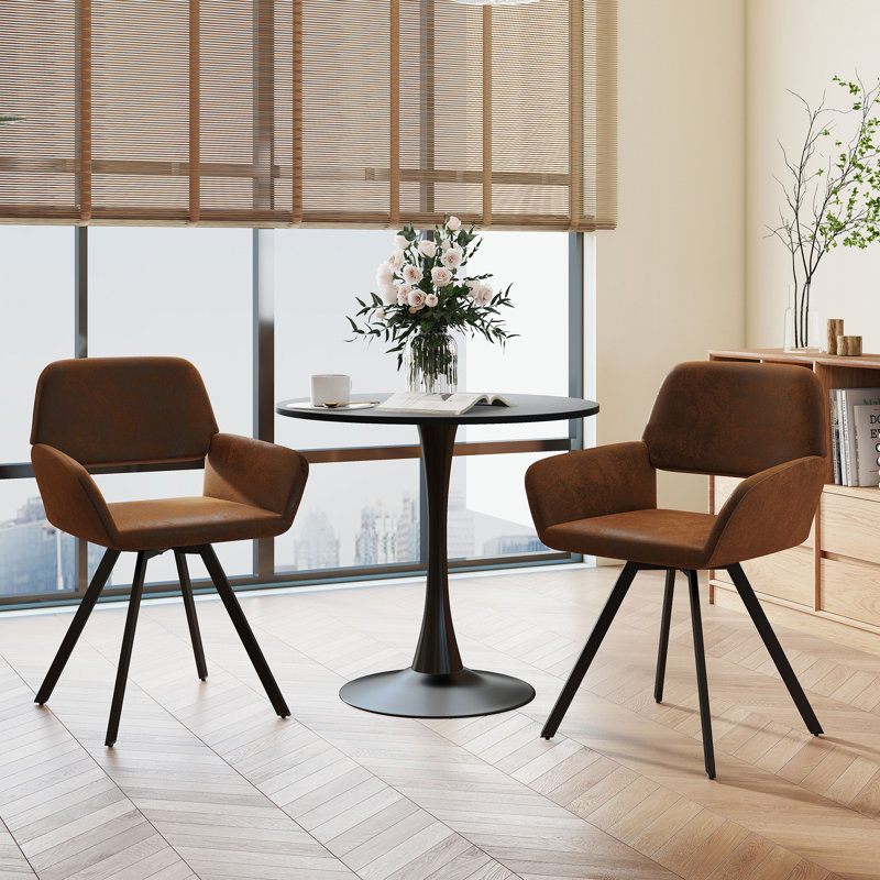 Karahalios Napalis 3-Piece Small Space Dining Set â€“ Round Table & Swivel Chairs for Kitchen, Condo or Breakfast Nook, Black