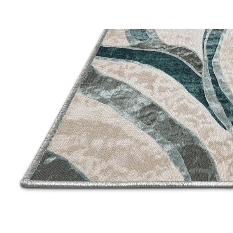 Machine Washable Beige Area Rug, Rectangle 5' x 8'