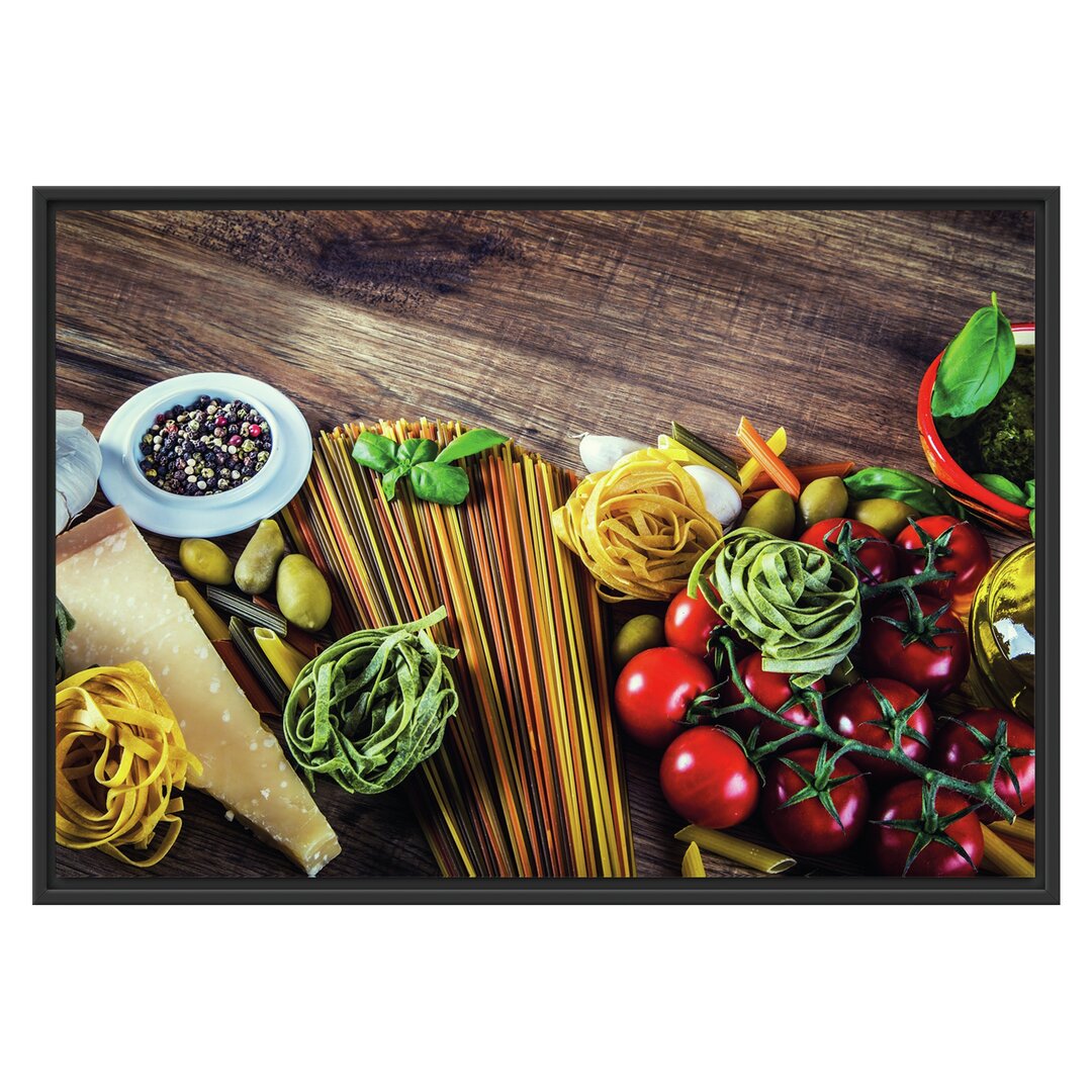 Gerahmter Fotodruck 'Pasta Italia mit Tomaten'