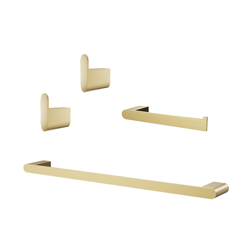 4-Piece Bathroom Hardware Set, Brushed Gold