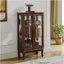 Cabinet Curio avec tablettes réglables et panneau arrière en miroir, portes en verre trempé (noyer, 3 niveaux)-1529092717