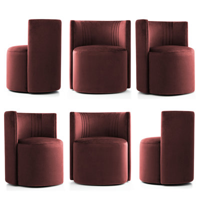 Velvet Upholstered Rolling Dining Chairs with Casters