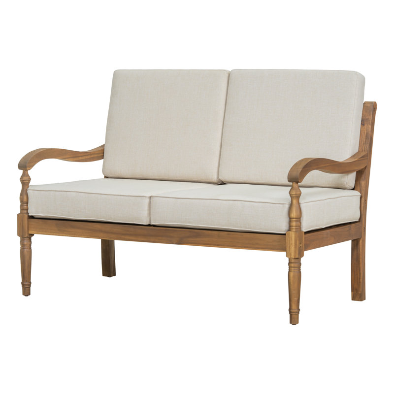 Banc d'extérieur en bois d'acacia avec coussins imperméables Roomfitter