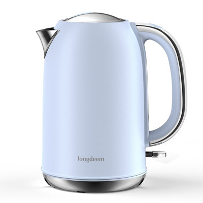 Bouilloire électrique 1,7 L Longdeem: 1500 W, ébullition rapide, arrêt automatique, acier inoxydable, bleu