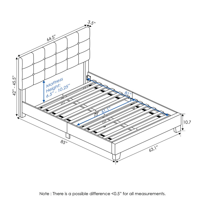 Lit plateforme tapissier Anding, Pierre, Grand