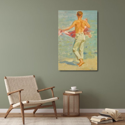 "Preparing to Bathe" by  Henry Scott Tuke - Gallery Wrap Canvas Wall Art