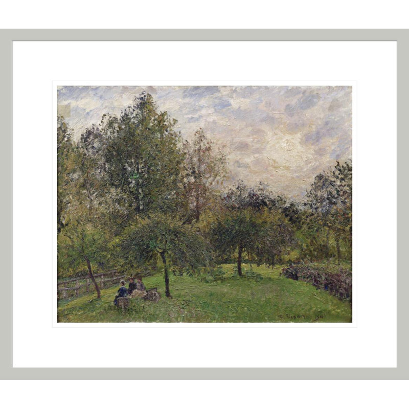 Pommiers et peupliers au soleil couchant par Camille Pissarro, impression giclée encadrée, 17,75 po H x 20,69 po L