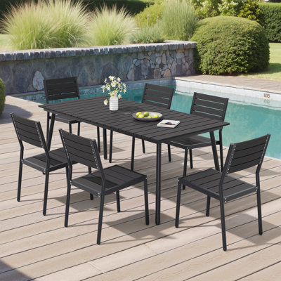 Stacking Armless Outdoor Dining Chair with Aluminum Frame by Hokku Designs
