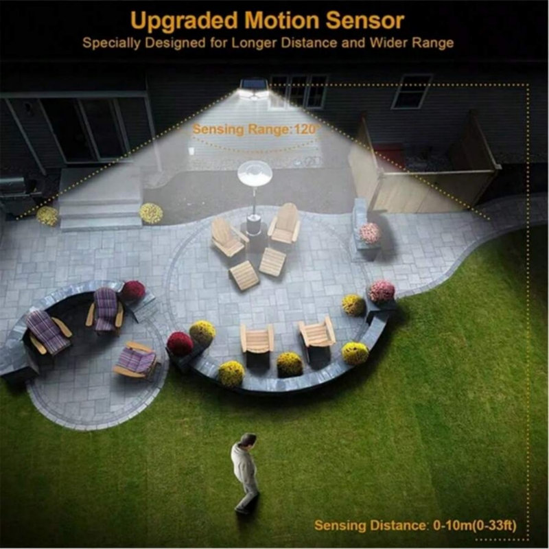 Ensemble de 4 lampes murales solaires à détecteur de mouvement - Lampe de sécurité extérieure imperméable pour cour, jardin et patio