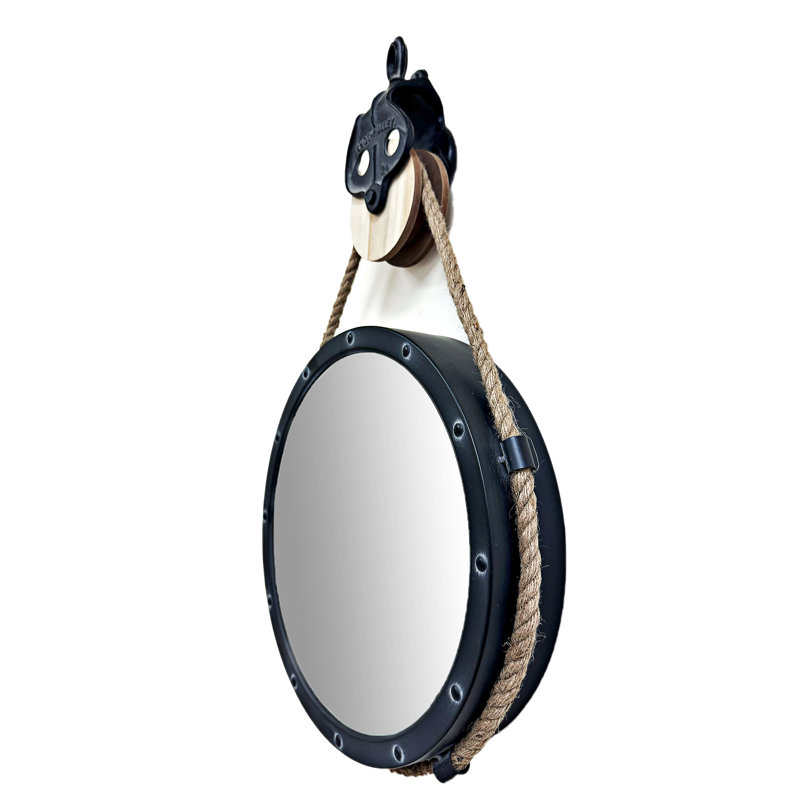 Round Rope Pulley Pendant Wall Mirror