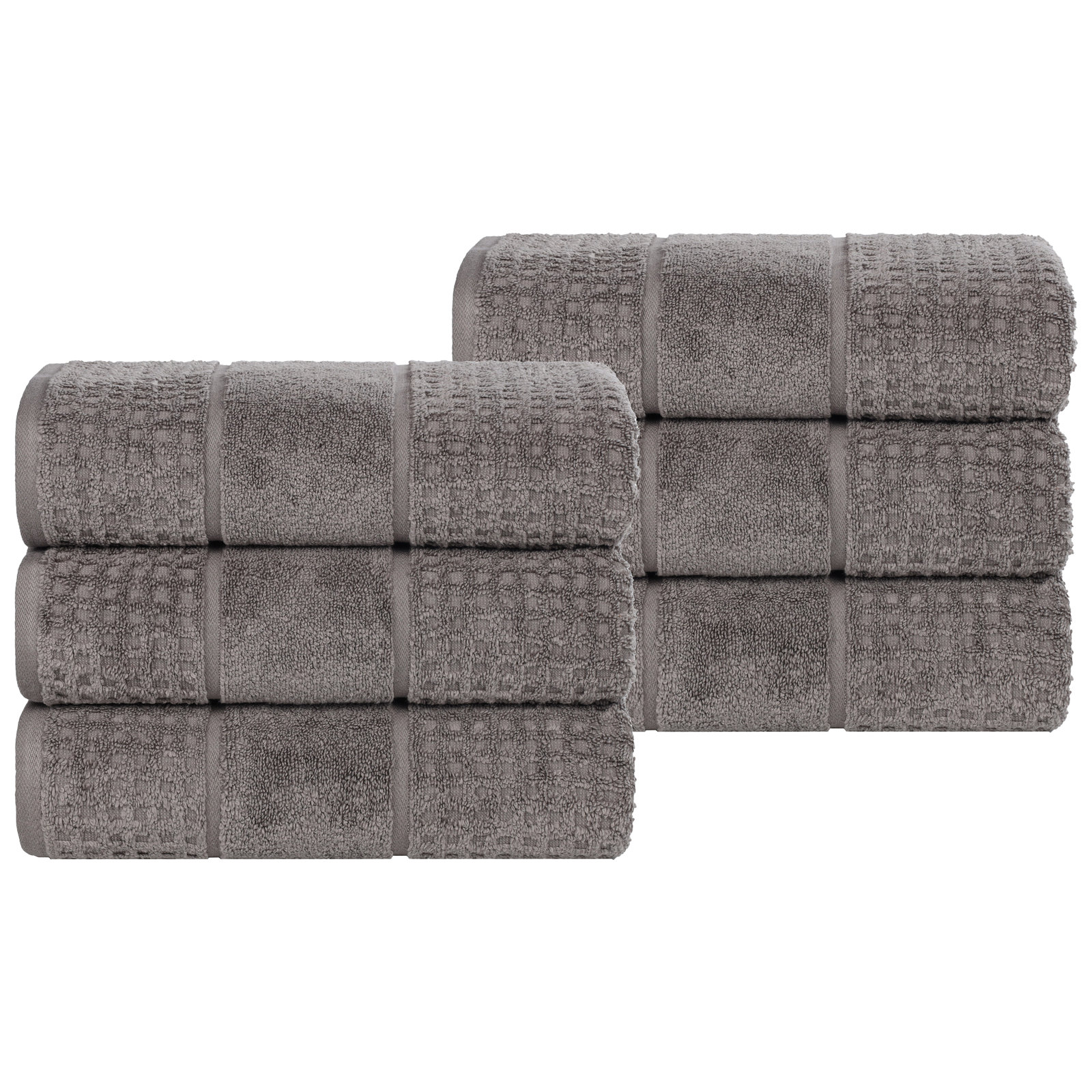 Camillah Waffle Cotton Hand Towel Set, Charcoal