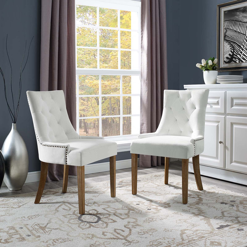 Pose Upholstered Fabric Dining Chair, Ivory, 2