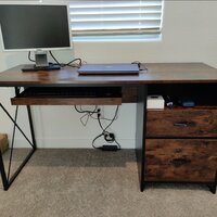 Labelle 55 W Writing Study Computer Table Workstation with Keyboard Tray Steelside Color (Top/Frame): Retro Gray Oak-Dark