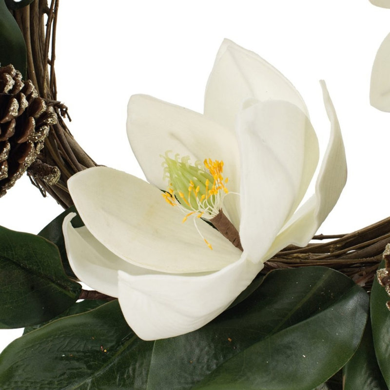 22" Creamy White Magnolia Wreath