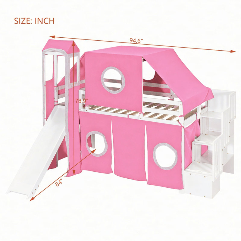 Lit mezzanine simple avec tente et tour