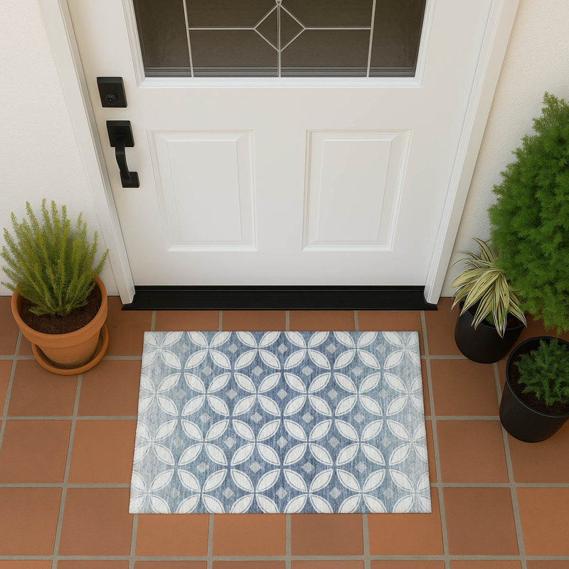Machine Washable Indoor/Outdoor Lockway ACN2423 Geometric Rug, Rectangle 1'8" x 2'6"