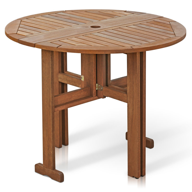 Abi-Jo Round Folding Outdoor Dining Table With Umbrella Hole , 89.7cm cm W 90cm cm D