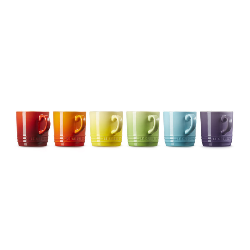 Le Creuset Stoneware Set of 6 Rainbow Cappuccino Mugs (200ml)