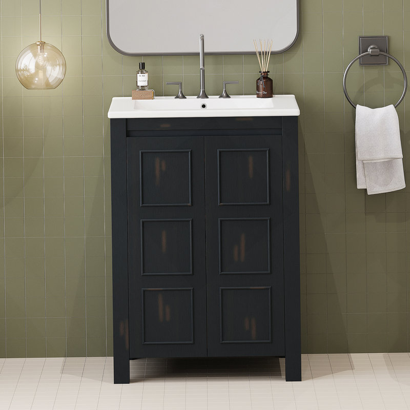 Petit meuble-lavabo 24 "avec lavabo en céramique