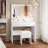 Makeup Vanity Desk with Lighted Mirror Charging Station and Storage Chair-332218564
