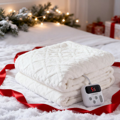 Jeté chauffant - Jeté en sherpa épais et touffeté avec 10 niveaux de chauffage et 10 réglages de temps, jeté chauffant certifié ETL 50 po x 60 po