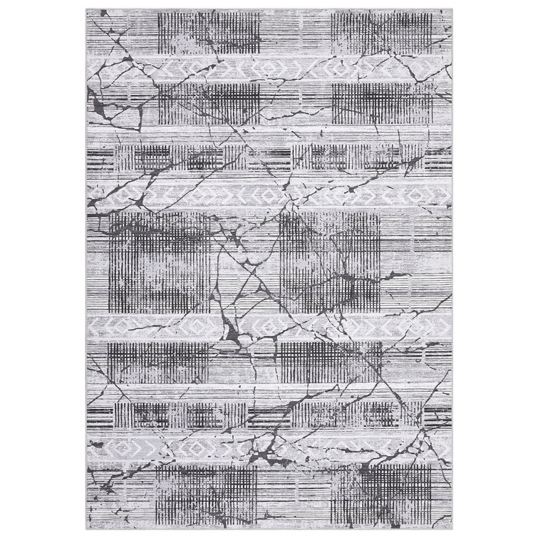 Boho Machine Washable Rug with Rubber Backing for Living Room Modern Non-Slip Dining Room Rug Non-Shedding Faux Wool Rugs for Bedroom Floor Carpet for Office Nursery Playroom
