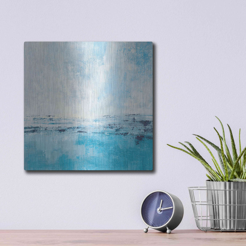 Beachcrest Home ™ «Coastal View I Aqua» par Silvia Vassileva, art mural en métal, H 12 po x l 12 po