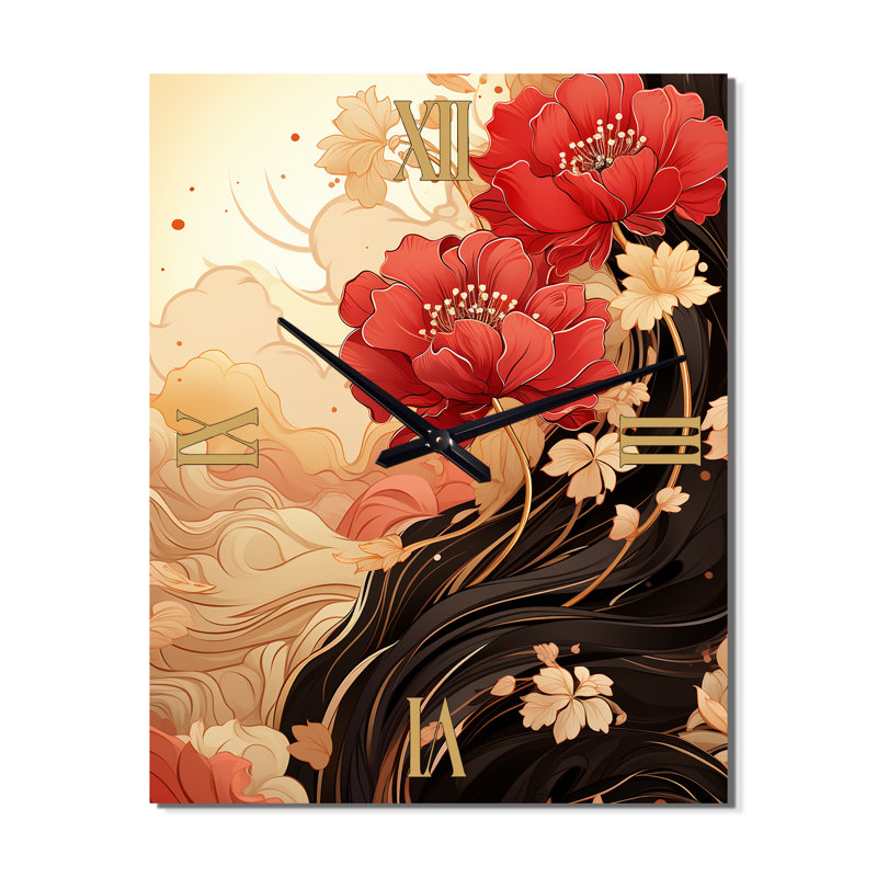 Horloge murale Elconin - Chrysanthemums, Moyen