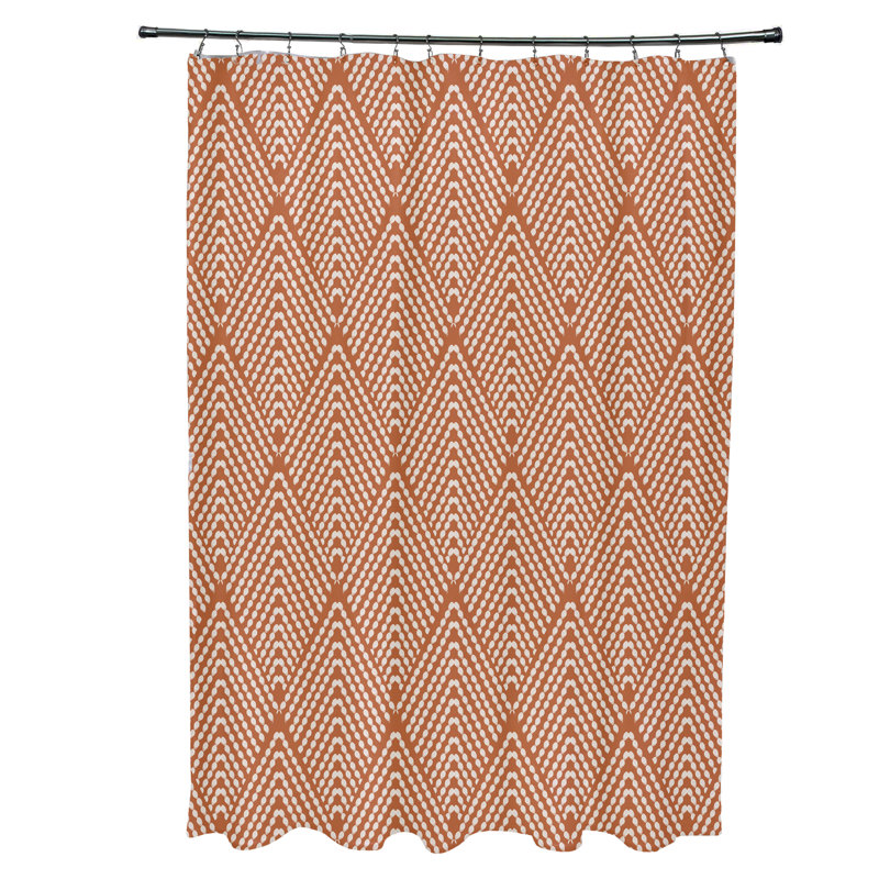 Jacquees Aspect Geometric Single Shower Curtain + Hooks, Orange