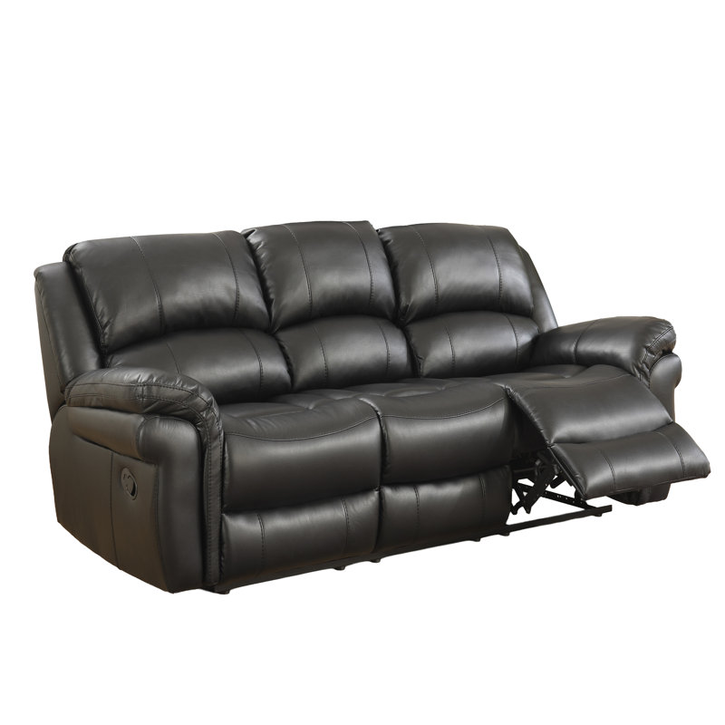 Arles 3 Seater Reclining Sofa, Black, Manual