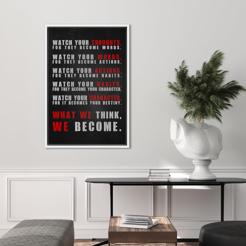 Citation inspirante sur toile, H 36 po x l 24 po x P 1,5 po, Blanc