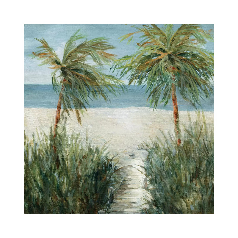 «Sandy Beachwalk» par Carol Robinson - reproduction imprimée, H 18 po x l 18 po x 1,5 po, Toile tendue, Pas de tapis