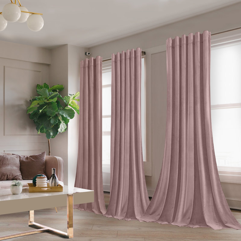 Velvet Blackout Curtain Pair, Pink, 52" W x 96" L
