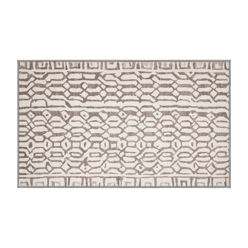 Machine Washable Gray Area Rug, Rectangle 7' x 9'