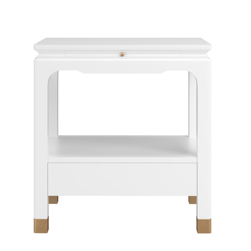 Eave Bedside Table | Darkened Sage, White
