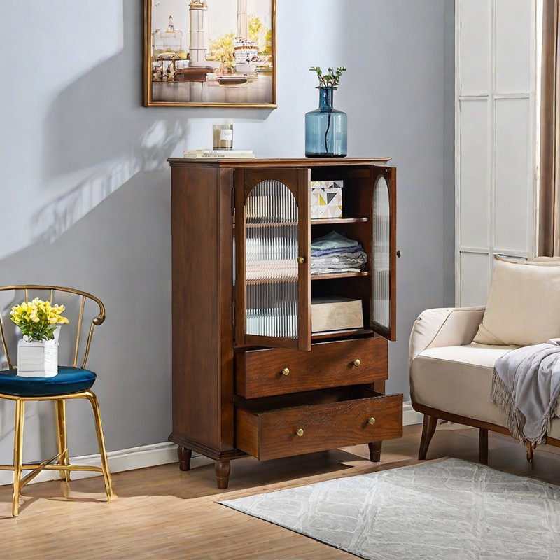 Modern solid wood multi-purpose accent cabinet