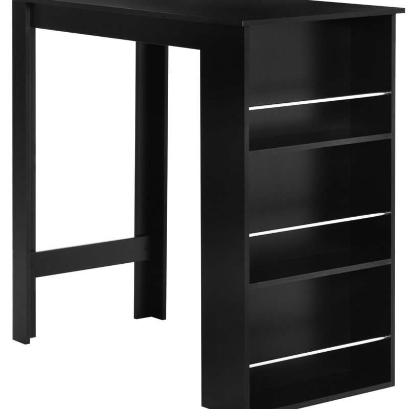 Table de salon noire avec 3 rangements, conception moderne pour la cuisine et 3 tablettes de rangement