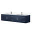 84 po Meuble-lavabo double large X 22 bleu marine foncé avec comptoir en marbre et robinet à fermeture en douceur, surface de travail Scratch-1755109707