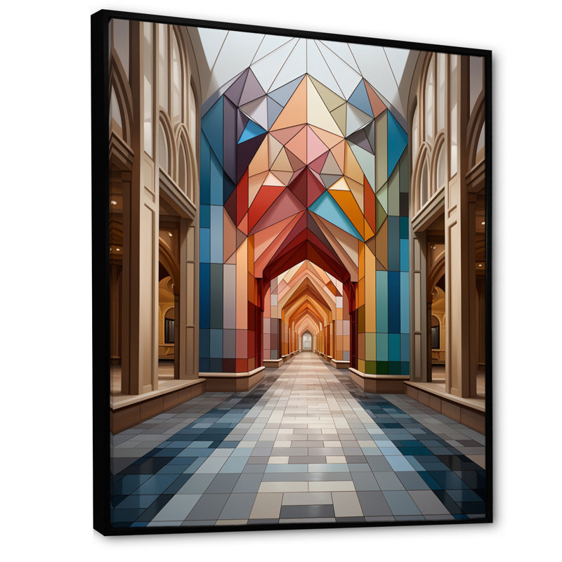 Symétrie architecturale de luxe sur toile, H 44 po x l 34 po x P 1,5 po, Cadre flottant noir