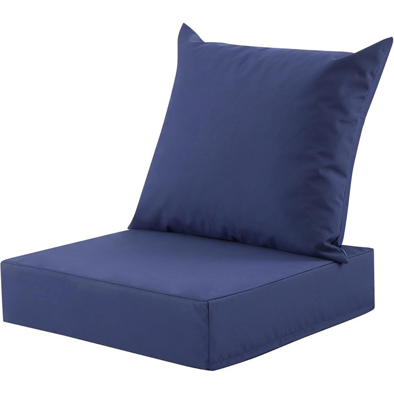 Navy Blue Outdoor Deep Seat Cushion, Water-resistant, Removable Cover