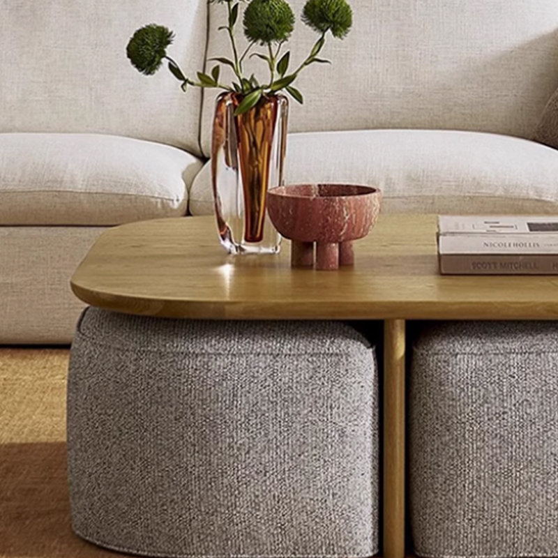 Minimalist creative design coffee table, Natural, Grey