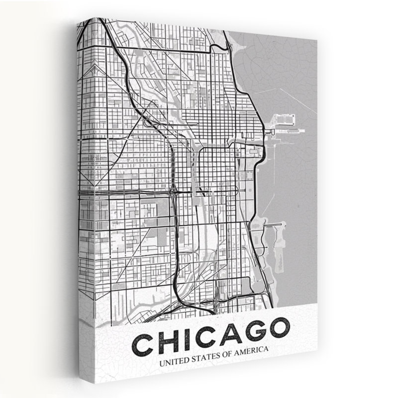 Chicago, art mural rétro blanc rétro, H 24 po x l 16 po