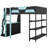 Gaming Loft Bed With Desk & Storage Shelves, Built-In Power Outlets & USB Ports, LED Lights-261104803