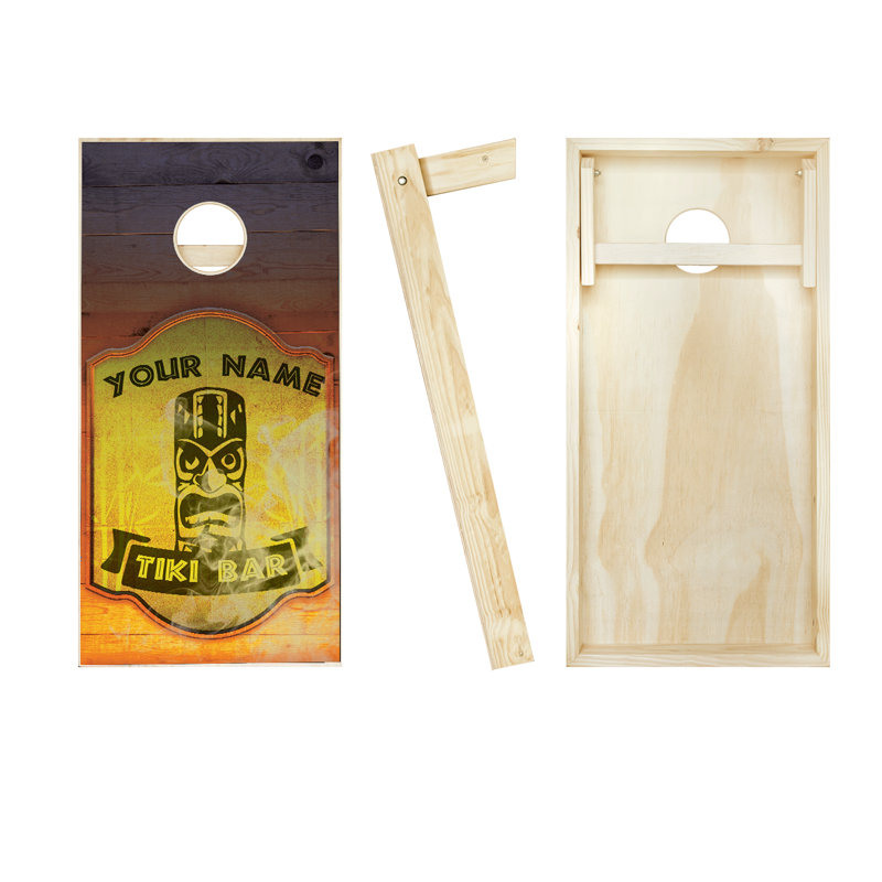 Ensemble de cornhole personnalisé en bois massif 24 'x 48' avec sacs Tiki