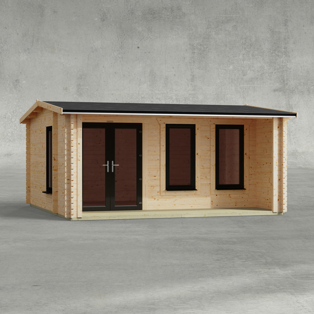 Powersheds 16 x 12ft Apex Snug Log Cabin, Doors the the Right - 44mm