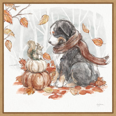 «Autumn Dogs III» par Mary Urban, reproduction d'art sur toile encadrée