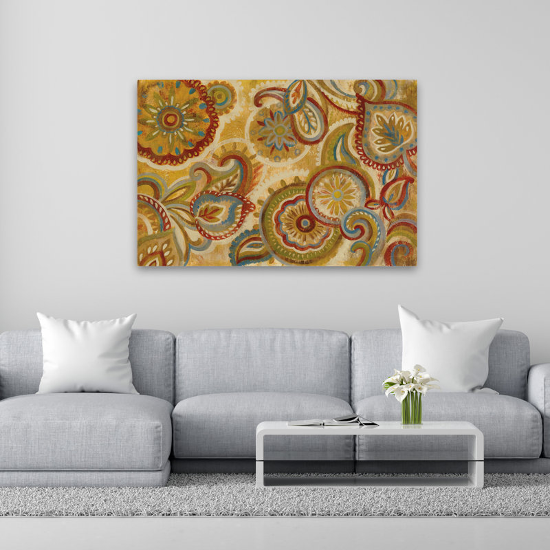Mandala et motif cachemire - Bohème abstrait bleu, H 60 po x l 40 po